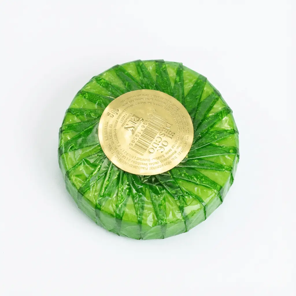 vue dessus bloc wc désodorisant rond vert